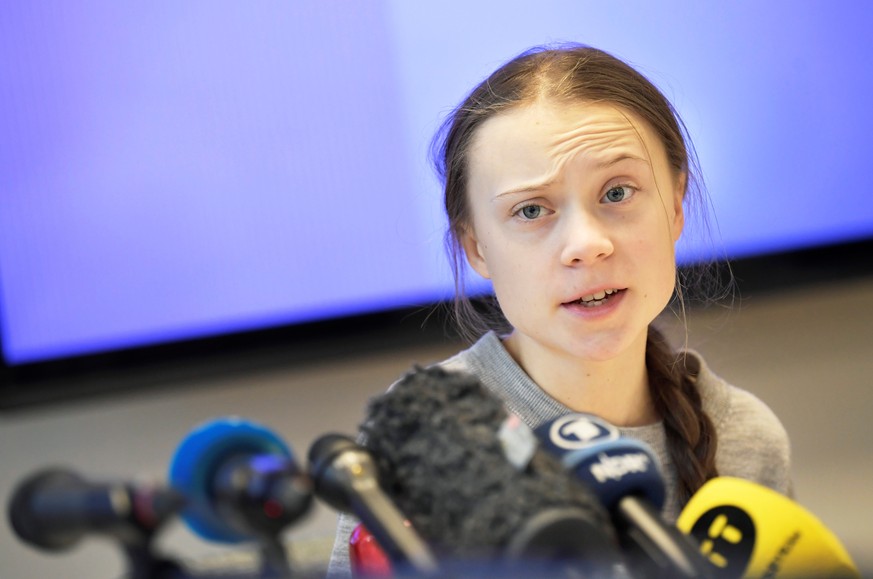 Climate change activist Greta Thunberg attends a news conference with climate activists and experts from Africa, in Stockholm, Sweden January 31, 2020. TT News Agency/Pontus Lundahl via REUTERS ATTENT ...