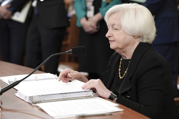 Treasury Secretary Janet Yellen testifies during a House Ways and Means committee hearing on President Joe Biden&#039;s fiscal year 2024 budget request, Friday, March 10, 2023, on Capitol Hill in Wash ...