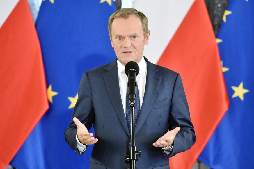 19.10.2021 Civic platform leader Donald Tusk during press conference in Polish Parliament. Photo: Damian Burzykowski / Newspix.pl --- Newspix.pl PUBLICATIONxNOTxINxPOL DB191021_014