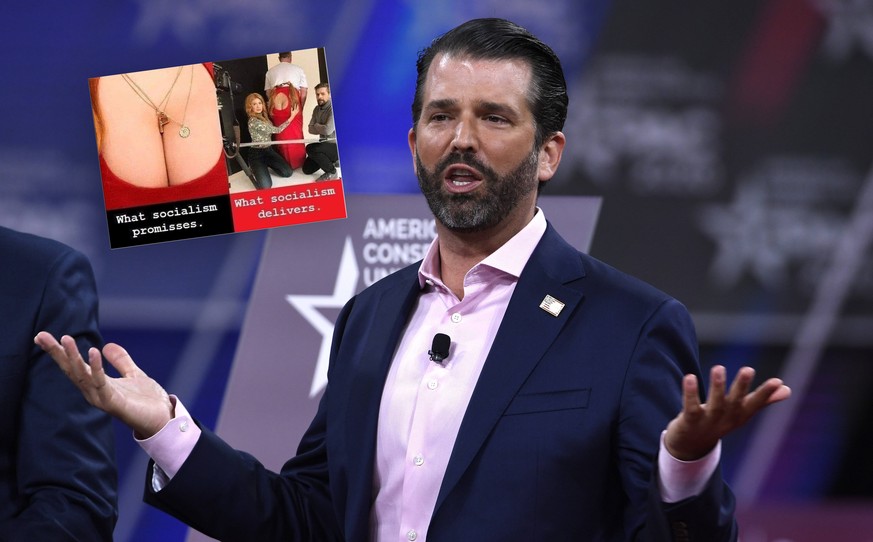 Donald Trump, Jr., son of President Donald Trump, makes remarks during a panel discussion at the Conservative Political Action Conference CPAC, Friday, February 28, 2020, in National Harbor, Maryland. ...