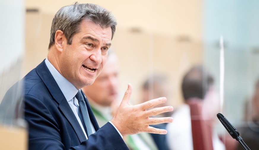 Markus Söder (CSU), Ministerpräsident von Bayern, gibt während der Sitzung des bayerischen Landtags seine Regierungserklärung zur Klimaschutzpolitik ab. +++ dpa-Bildfunk +++