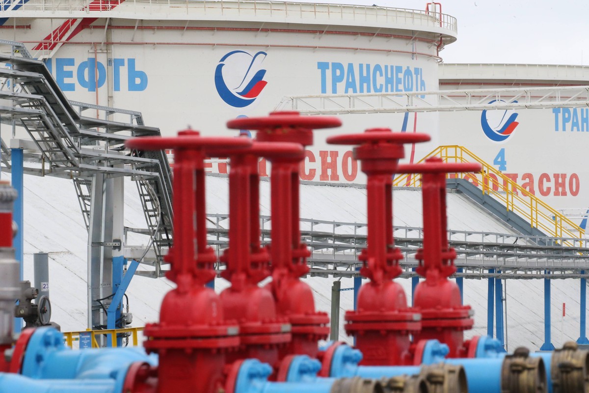 LENINGRAD REGION, RUSSIA - NOVEMBER 23, 2018: A view of fuel storage depots at the Transneft port of Primorsk where Transneft has dispatched the billionth ton of oil and oil products since the first s ...