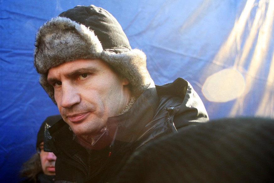 File photo dated February 2, 2014 of Head of UDAR (Punch) party Vitali Klitschko during the mass rally of the anti-government opposition in Kiev, Ukaine. Former heavyweight boxing champion Vitali Klit ...