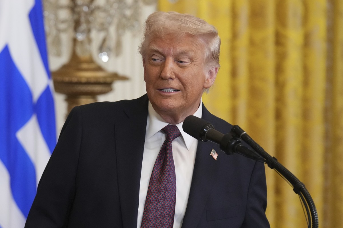 President Donald Trump speaks at a reception celebrating Greek Independence Day in the East Room of the White House, Monday, March 24, 2025, in Washington. (AP Photo/Jacquelyn Martin)