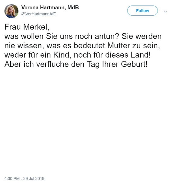 Über den Cache der Suchmaschine Google war Hartmanns Tweet in der Nacht zum Donnerstag weiterhin einsehbar.