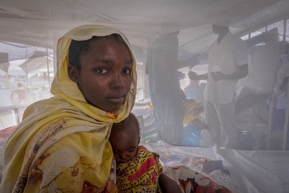 Sudanese Children suffering from malnutrition are treated at an MSF clinic in Metche Camp, Chad, near the Sudanese border, Sunday, April 7, 2024. Many people here fled the fighting in Sudan&#039;s vas ...