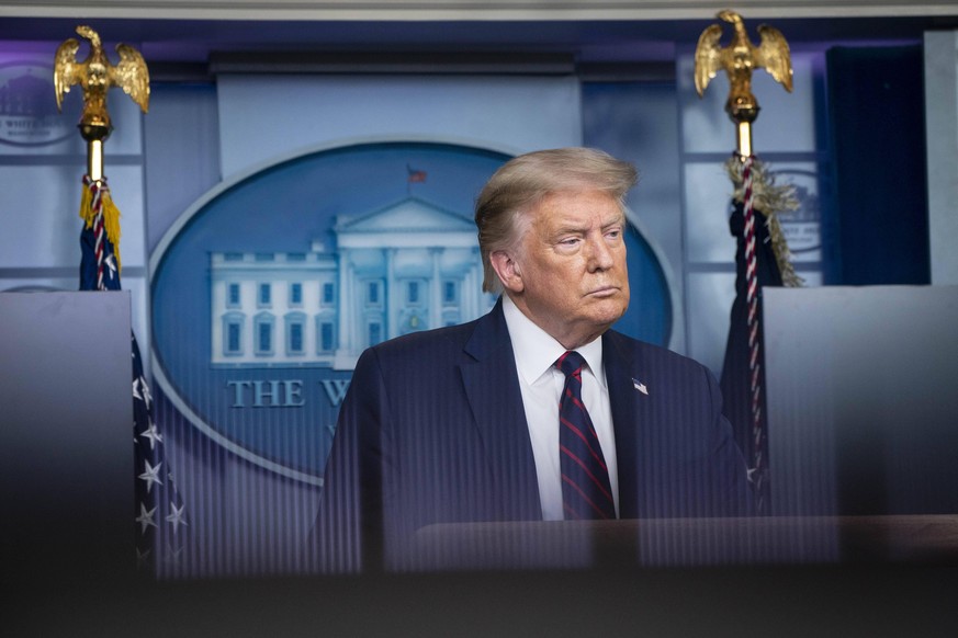 United States President Donald J. Trump speaks during a Coronavirus Task Force news conference in the Brady Press Briefing Room at the White House in Washington, DC on Tuesday, July 21, 2020. PUBLICAT ...