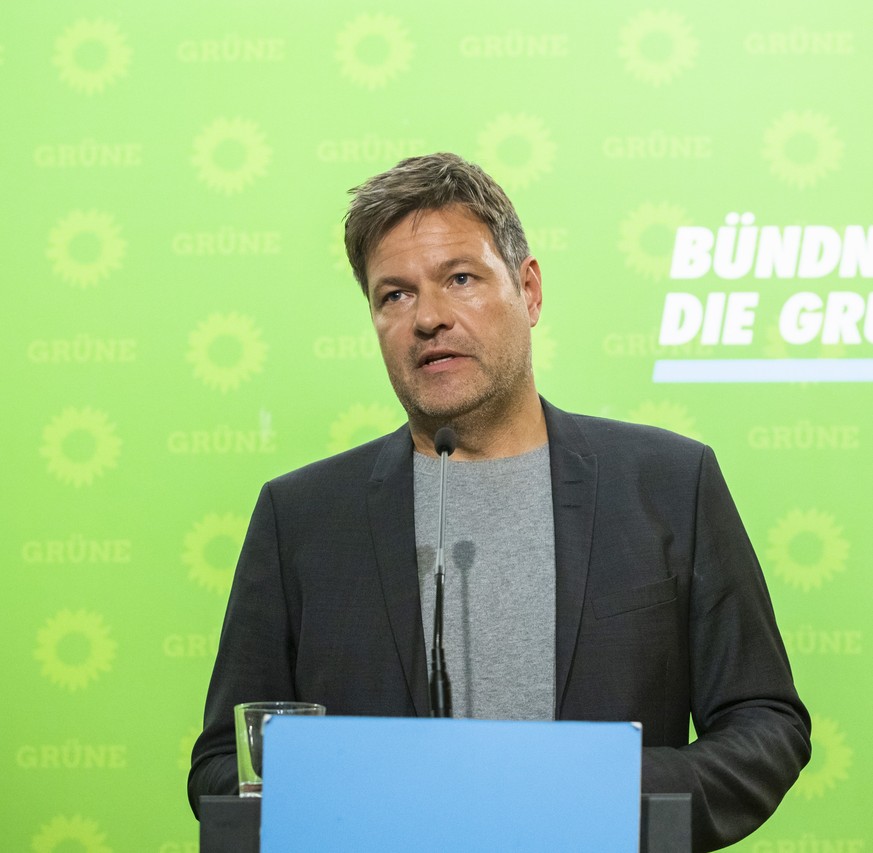 Vorsitzender von Buendnis 90/Die Gruenen Robert Habeck waehrend einer Pressekonferenz in Berlin am 14. Oktober 2019. Pressekonferenz von Buendnis 90 / Die Gruenen in Berlin Chairman of Buendnis 90 The ...