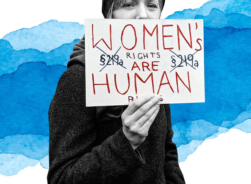 Frauenrechte sind Menschenrechte, stellt diese Demonstrantin in Berlin klar.