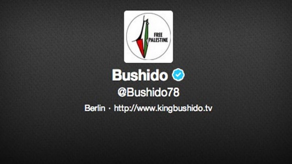 Auch Rapper Bushido nutzte eine Landkarte Israels und der palästinensischen Gebiete eingefärbt mit der palästinensischen Flagge als Profilbild bei Twitter und erntete dafür heftige Kritik.