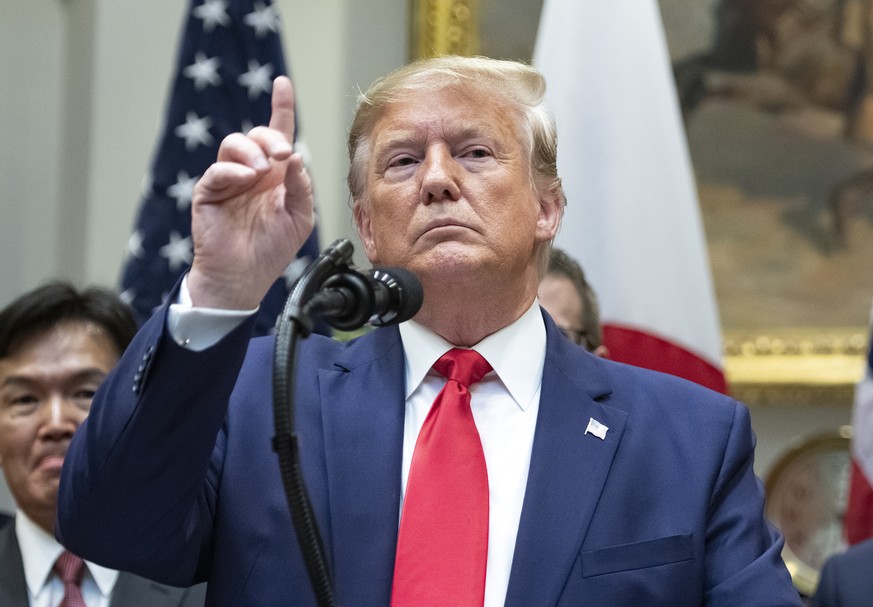 October 7, 2019, Washington, District of Columbia, USA: United States President Donald J. Trump takes questions from the press after the US-Japan Trade Agreement and US-Japan Digital Trade Agreement w ...