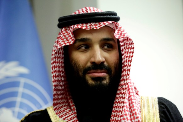 FILE PHOTO: Saudi Arabia&#039;s Crown Prince Mohammed bin Salman during a meeting with U.N Secretary-General Antonio Guterres at the United Nations in New York on March 27, 2018. REUTERS/Amir Levy/Fil ...