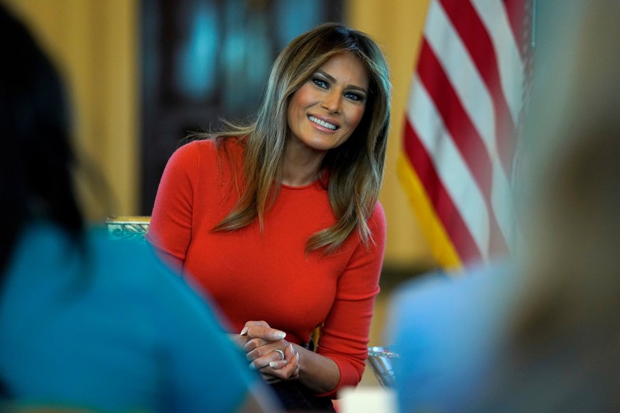 FILE PHOTO: U.S. first lady Melania Trump sits during a listening session with students at the White House in Washington, U.S., April 9, 2018. REUTERS/Joshua Roberts/File Photo