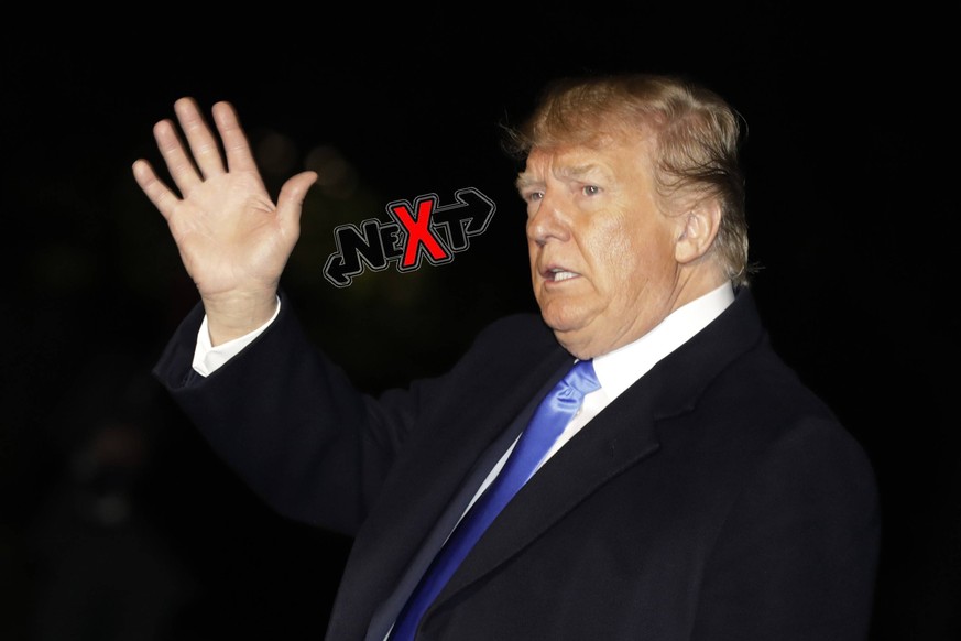 U.S. President Donald Trump waves as he walks on the South Lawn of the White House upon his return to Washington from Las Vegas, Nevada on April 6, 2019. PUBLICATIONxINxGERxSUIxAUTxHUNxONLY WAPG201904 ...