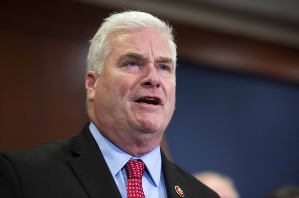 Nominee for House Republican Majority Whip Rep. Tom Emmer, R-MN, speaks during a press conference after House Republicans held their leadership elections for the 118th Congress at the U.S. Capitol in  ...