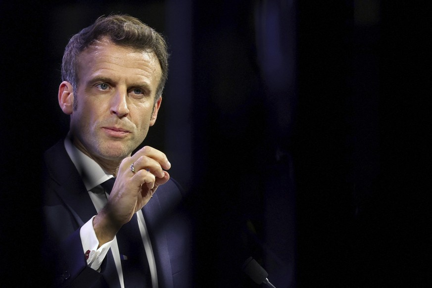 Der Amtisnhaber muss bangen: Frankreichs Präsident Emmanuel Macron bei einer Rede im Februar. 