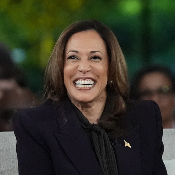 Democratic presidential nominee Vice President Kamala Harris joins Oprah Winfrey at Oprah&#039;s Unite for America Live Streaming event Thursday, Sept. 19, 2024 in Farmington Hills, Mich. (AP Photo/Pa ...