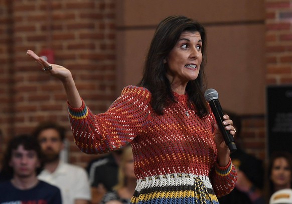 Syndication: The Greenville News Republican presidential candidate Nikki Haley held a RALLY WITH NIKKI HALEY campaign event at the Cannon Centre in Greer on May 4, 2023. Haley makes a point about free ...