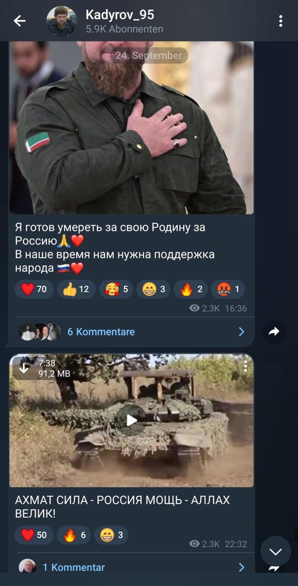 Kadyrow wirft mit patriotischen Parolen um sich.