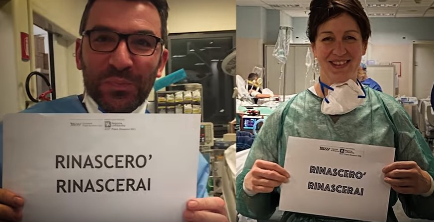 Krankenschwestern und Pfleger im Video von Roby Facchinetti.
