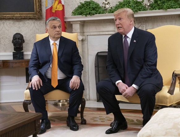 President Donald Trump meets with Hungary Prime Minister Viktor Orban in the Oval Office of White House in Washington, DC on May 13, 2019. PUBLICATIONxINxGERxSUIxAUTxHUNxONLY WAX2019051301 KEVINxDIETS ...