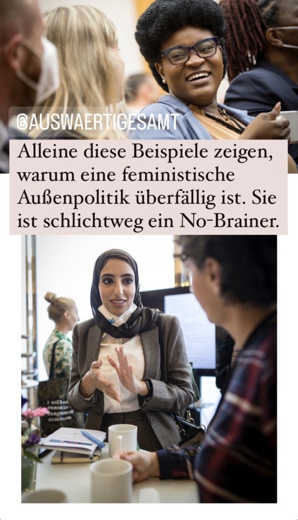 Screenshot aus Annalena Baerbocks Insta-Story zur feministischen Außenpolitik