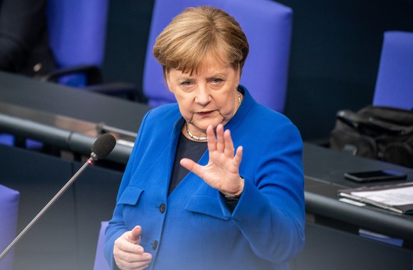 13.05.2020, Berlin: Bundeskanzlerin Angela Merkel (CDU) spricht bei der Regierungsbefragung im Bundestag. Die L�nder sollten bei weiteren Lockerungen der Corona-Regeln nach Ansicht von Kanzlerin Merke ...