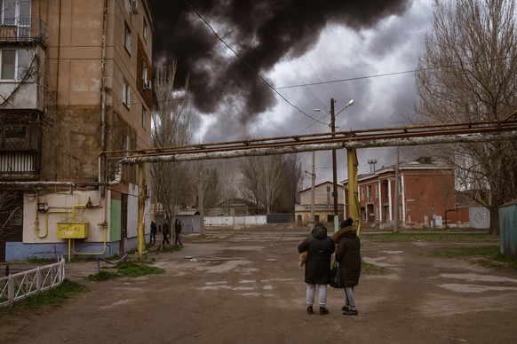 ODESSA, UKRAINE - APRIL 02: A view from the burning building after the attack in Odessa, Ukraine on April 02, 2022. Fire broke out due to an explosion caused by Russian rockets in the Port of Odessa. ...