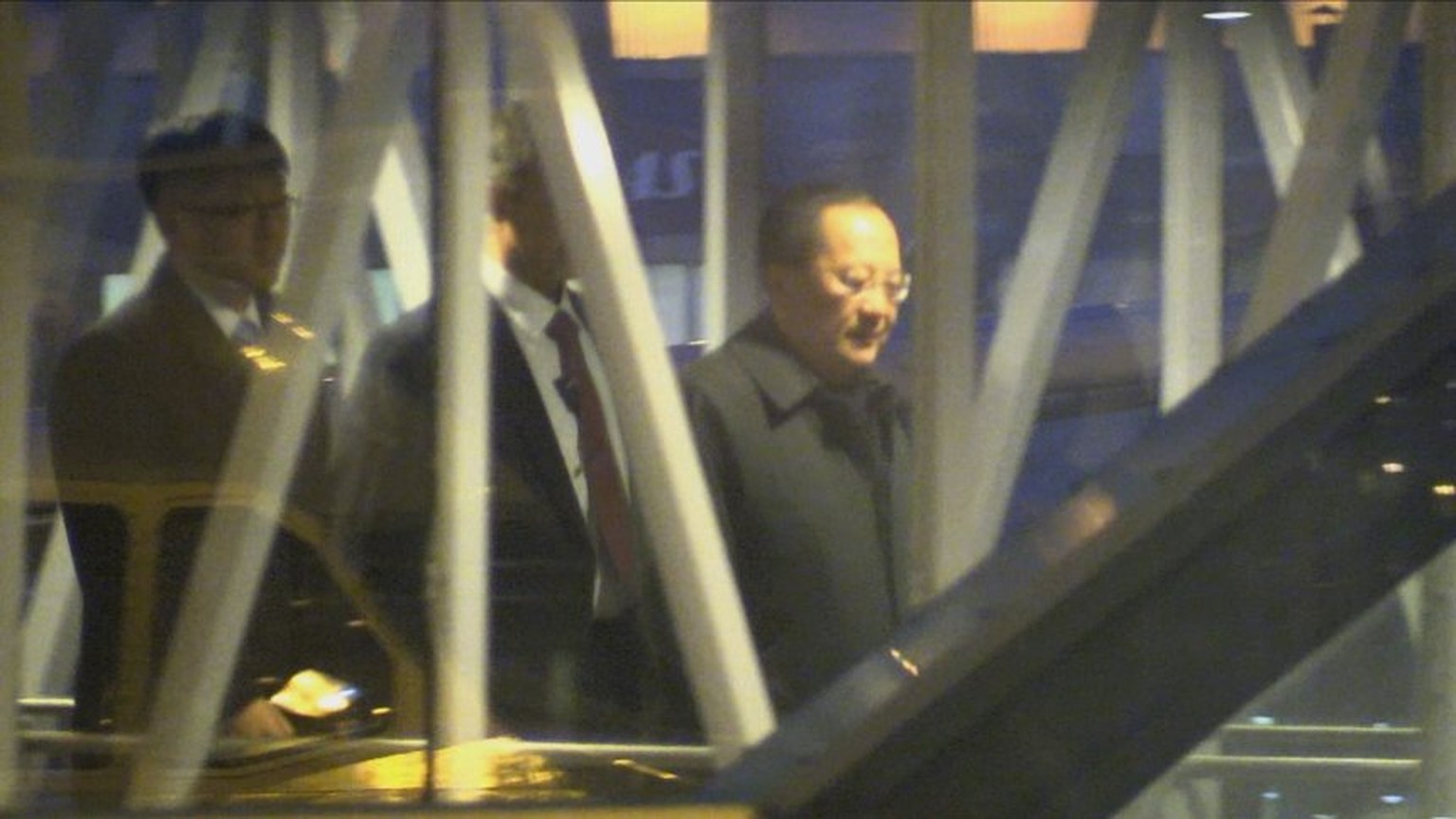 A video grab taken from an AFPTV video shows North Korean Foreign Minister Ri Yong-Ho (R) and his delegation arrive at the airport in Stockholm, Sweden, on March 15, 2018.
North Korea&#039;s top diplo ...