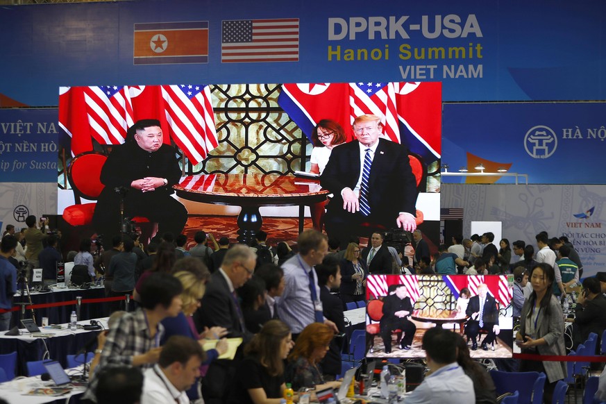 HANOI, VIETNAM - FEBRUARY 28: Media members work at the International Media Center during the DPRK-USA Hanoi Summit on February 28, 2019 in Hanoi, Vietnam. U.S. President Donald Trump and North Korean ...