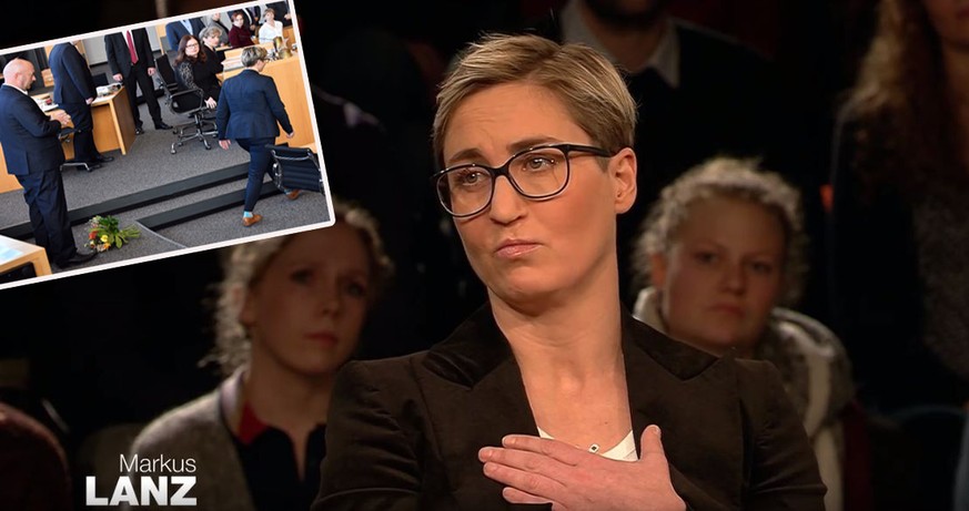 Susanne Hennig-Welsow erklärt bei "Lanz", warum sie Thomas Kemmerich nach seiner Wahl mit den Stimmen der AfD einen Blumenstrauß vor die Füße warf.