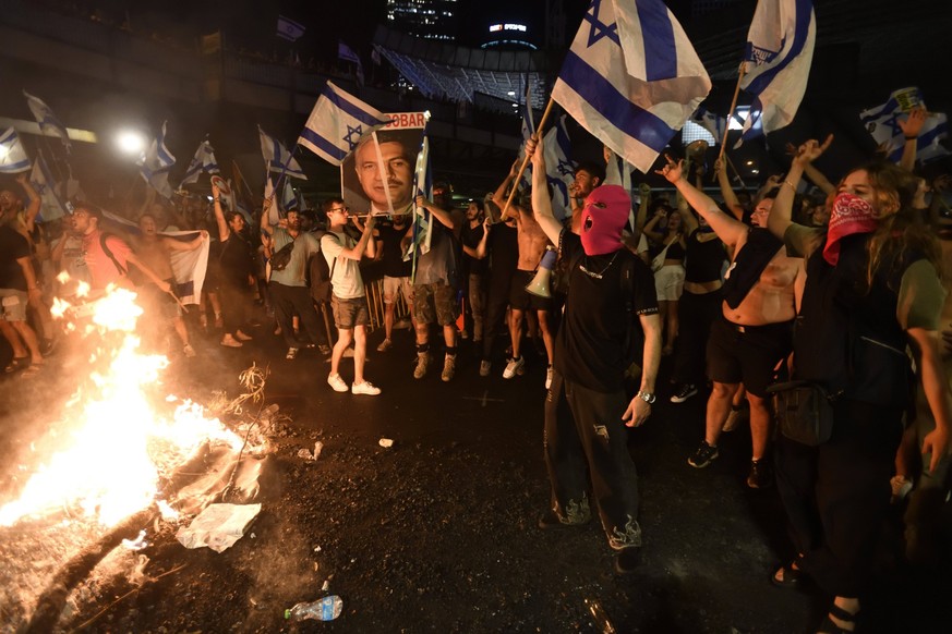 Anti Goverment Protest in Tel Aviv Israeli protesters confront Israeli Police during rally against Israeli Goverment s judicial overhaul bills in the coastal city of Tel Aviv on July 24, 2023. Protest ...