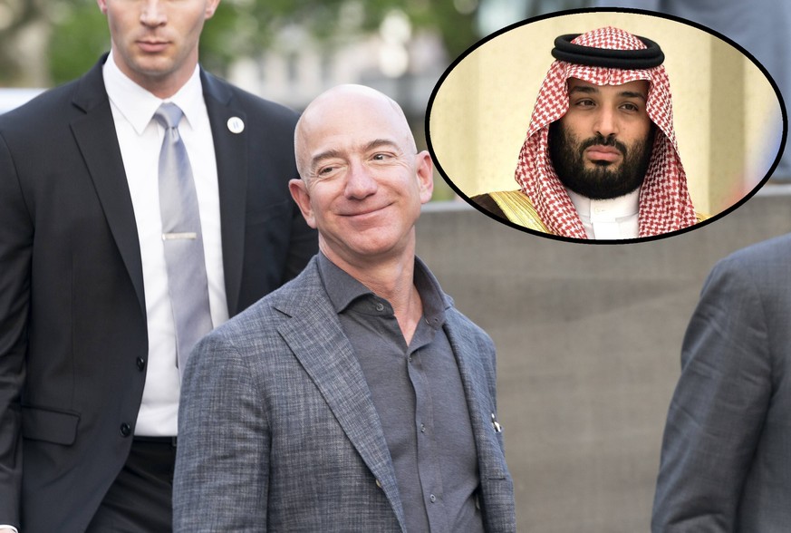 Der Fall bietet jede Menge Brisanz: Jeff Bezos soll von Mohammed bin Salman (oben rechts) ausspioniert worden sein.