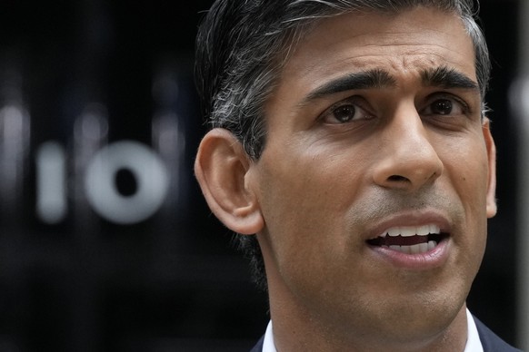 New British Prime Minister Rishi Sunak speaks at Downing Street in London, Tuesday, Oct. 25, 2022, after returning from Buckingham Palace where he was formally appointed to the post by Britain's King  ...