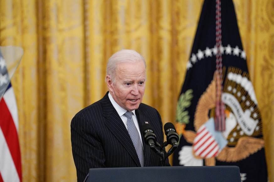 U.S. President Joe Biden speaks at an event to reignite the Cancer Moonshot in Washington, USA on February 2, 2022. Photo by Yuri Gripas/ABACAPRESS.COM