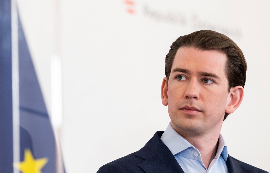 20210510 Presentation of the new opening regulation VIENNA, AUSTRIA - MAY 10: Federal Chancellor Sebastian Kurz OEVP at the presentation of the new opening regulation at Federal Chancellery on May 10, ...