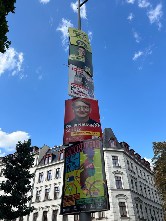 Wahlplakate in Leipzig, Wahlkreis 30, Landtagswahl Sachsen