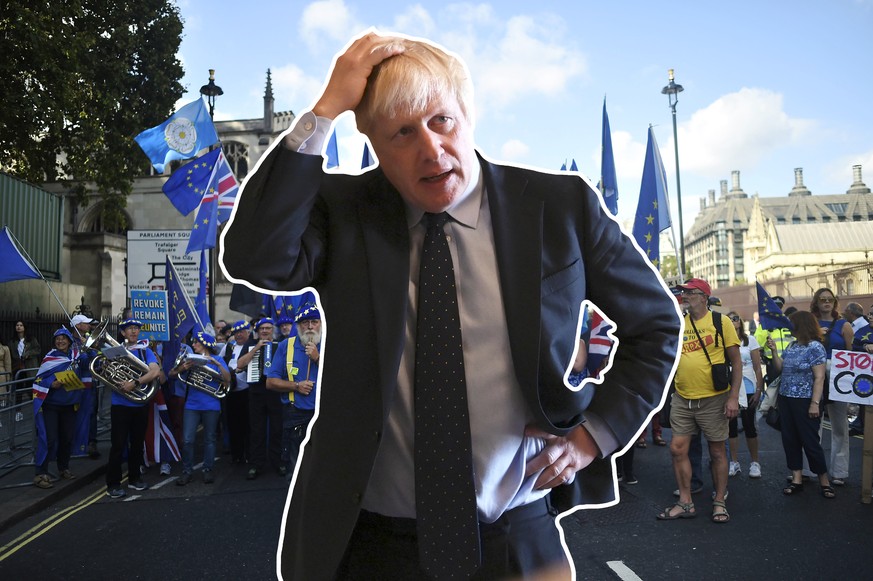 LONDON, ENGLAND - SEPTEMBER 03: Pro-EU protesters gather outside the Houses of Parliament on September 3, 2019 in London, England. Yesterday evening Prime Minister Boris Johnson warned Conservative MP ...
