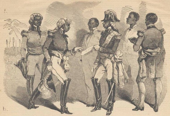 Kaiser Soulouque (4. von links) und seine Kabinettsminister.