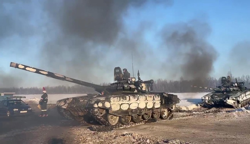 Russische Truppen an der Grenze zur Ukraine. Die Lage zwischen der Ukraine und Russland ist nach wie vor angespannt.