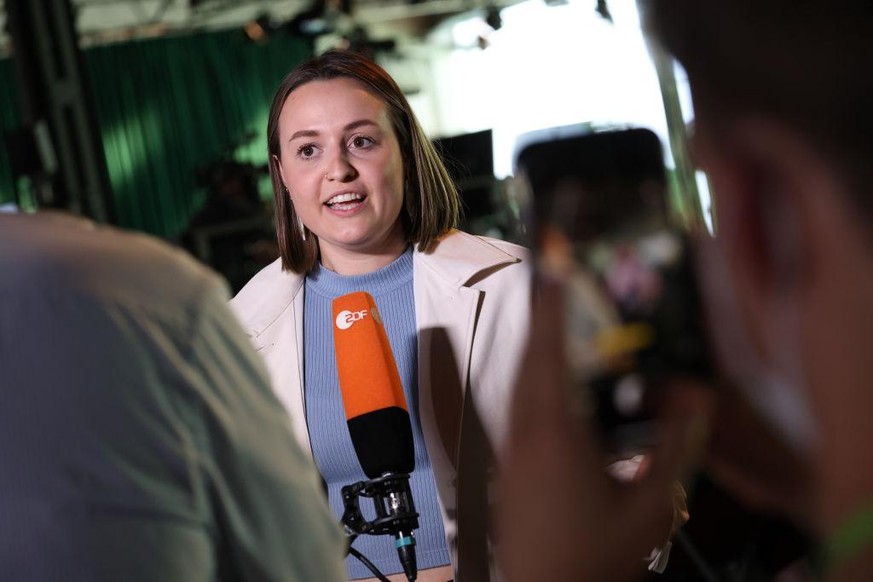 BERLIN, GERMANY - JUNE 11: Anna Peters, federal head of the German Greens Party youth section, attends the virtual federal party congress on June 11, 2021 in Berlin, Germany. During the three-day even ...