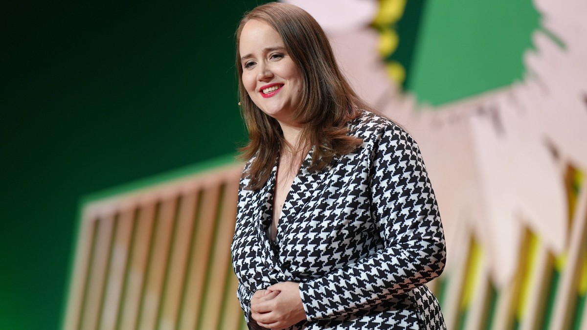 50.Bundesdelegiertenkonferenz BDK Buendnis90 / Die Gruenen Ricarda Lang bei ihrer Abschiedrede auf dem 50. Parteitag un Bundesdelegiertenkonferenz von BUENDNIS 90/DIE GRUENEN im RheinMain CongressCent ...