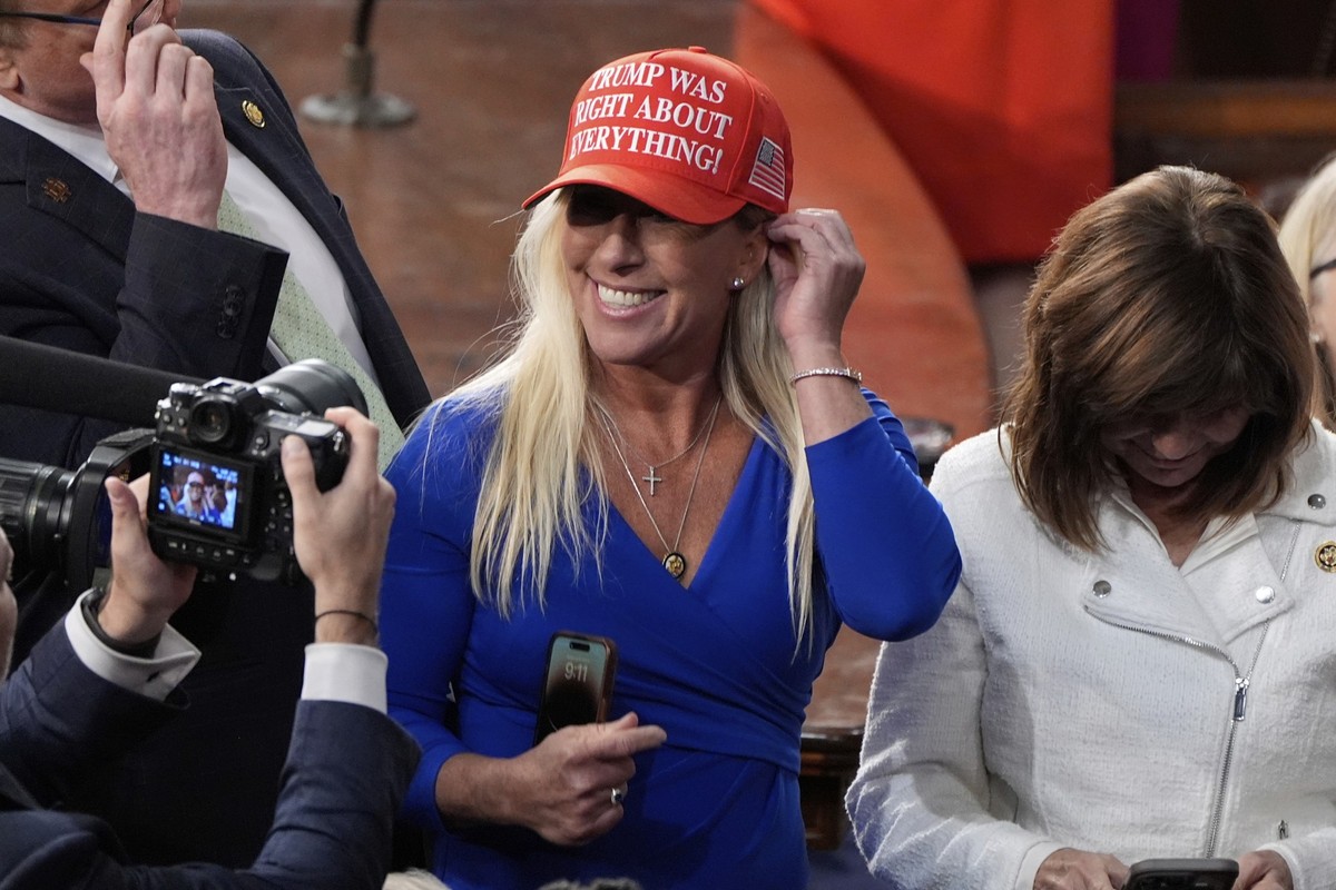 Rep. Marjorie Taylor Greene, R-Ga., arrives before President Donald Trump addresses a joint session of Congress at the Capitol in Washington, Tuesday, March 4, 2025. (AP Photo/Alex Brandon)