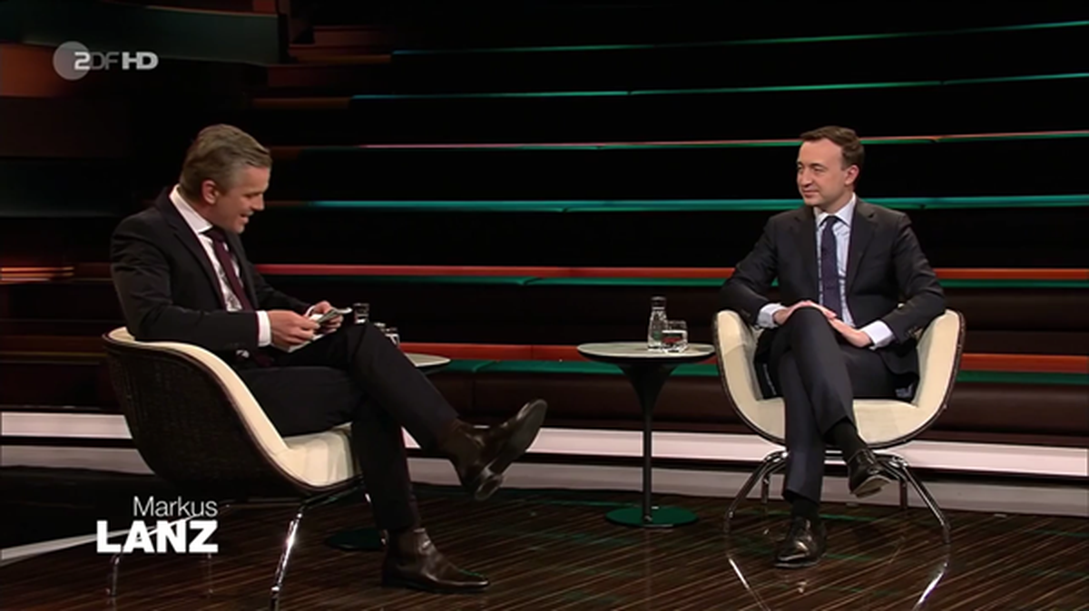 Paul Ziemiak (r.) zu Gast bei Markus Lanz (l.).