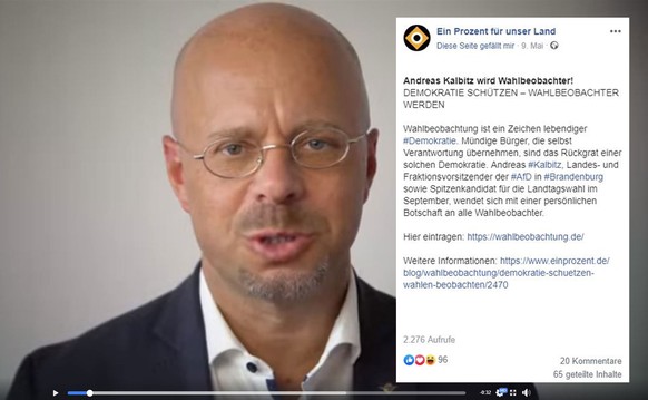 AfD-Politiker Andreas Kalbitz macht Werbung für die Kampagne von "Ein Prozent".