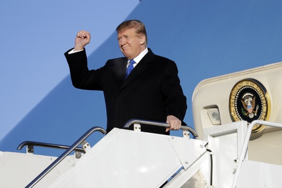President Donald Trump arrives at Joint Base Elmendorf-Richardson, Thursday, Feb. 28, 2019, in Anchorage, Alaska. (AP Photo/ Evan Vucci)
