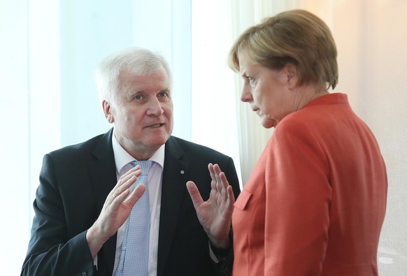 BERLIN, GERMANY - SEPTEMBER 04: German Chancellor and head of the German Christian Democrats (CDU) Angela Merkel and Bavarian Governor and head of the Bavarian Christian Democrats (CSU) Horst Seehofer ...
