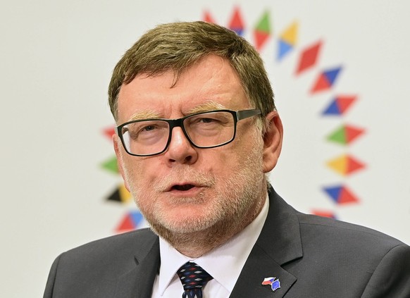 Czech Finance Minister Zbynek Stanjura speaks during a press conference after the informal meeting of EU finance ministers and central bank governors, with members of European Central Bank ECB and oth ...