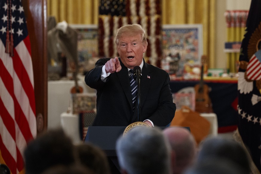 President Donald Trump speaks during a &quot;Made in America Product Showcase&quot; at the White House, Monday, July 23, 2018, in Washington. (AP Photo/Evan Vucci)