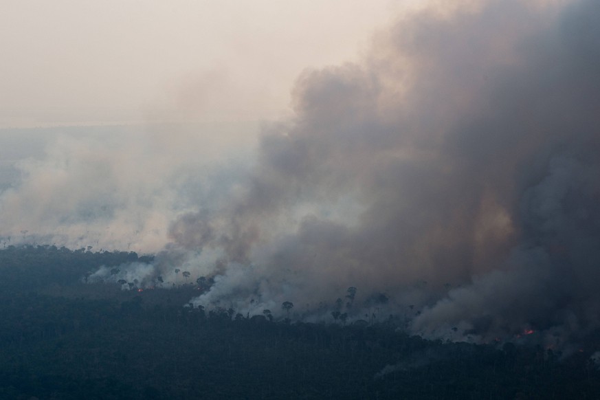 August 23, 2019, Porto Velho, Brazil: aerial scenes of the destruction of the fires that are destroying the Amazon rainforest 80km from the city of Porto Velho, next to the Madeira River in the state  ...